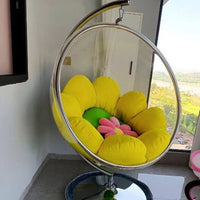 Outdoor Bubble Swing Chair Transparent Glass Sphere Hanging Basket for Patio Garden Indoor Home