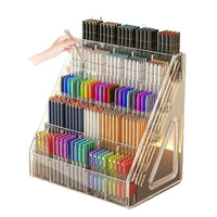 Acrylic Pen Holder with Multi-Grid Storage for Desk Organization