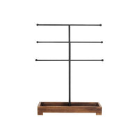3-Tier Vintage T-Bar Carbonized Wood & Iron Necklace Display Stand