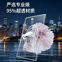 Desktop Betta Fish Tank with LED Light, Multi-Compartment Clear Plastic Aquarium for Living Room Decor