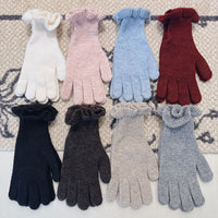 Women's Ruffled Touchscreen Wool Blend Gloves - Soft & Warm Winter Finger Gloves
