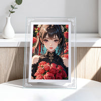 Anime-Themed Glass Photo Frame for Desk or Bedroom Decor, 5-10 Inch