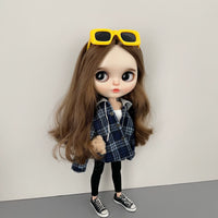 Blythe OB24 Azone19 BJD Doll Retro Plaid Two-Piece Style Coat