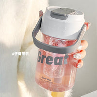 Summer Large Capacity Water Bottle for Girls, High Aesthetic Portable Sports Straw Cup with Tea Infuser, New Student Cup
