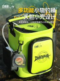 EVA Fishing Bucket with Rod Holders, Side Pocket, and Storage Bag for Lure Fishing