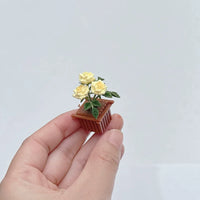 Miniature Rose Potted Plant Model for Dollhouse & Diorama Decor