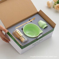 Luxury Japanese Matcha Tea Ceremony Set with Ceramic Bowl and Bamboo Whisk