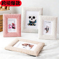 Plush Photo Frame for 6, 7, 8 Inch Photos, Teddy Velvet Fabric Wrapped MDF Picture Frame
