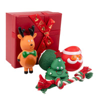 Christmas Pet Dog Chew Toy Set with Squeaker Reindeer and Durable Rope Toys