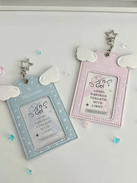Angel Wing PU Leather 3-inch Photocard Holder with Backpack Charm