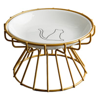 Elevated Ceramic Cat Food Bowl with Stand, Anti-Vomiting & Neck Protection Dish for Cats