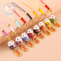 Ceramic Lucky Cat Phone Charm Bag Ornament