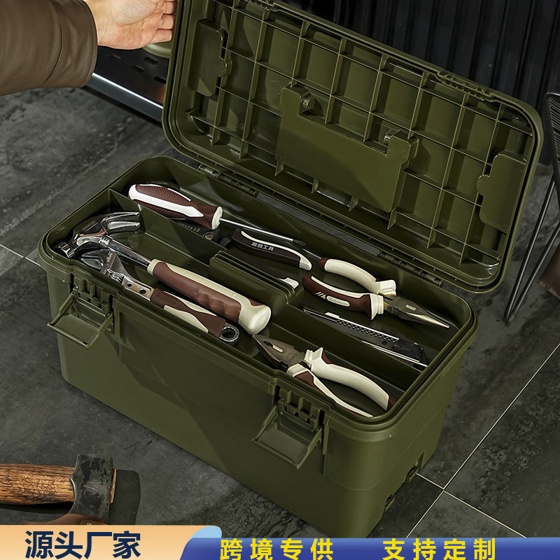 Portable Multi-layer Storage Box with Handle for Tools, Camping, and Car Organization