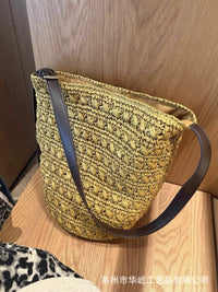 Large Capacity Woven Bucket Bag for Women - Summer Commuter & Beach Crossbody