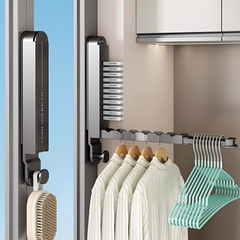 Wall-Mounted Foldable Clothes Drying Rack for Balcony & Windows, Retractable & Punch-Free
