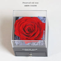 Preserved Flower Jewelry Box for Necklace, Moissanite Gift Box, Valentine's Day Birthday Gift