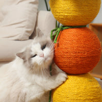 Sisal Cat Scratching Post with Teaser Toy - Durable Vertical Scratcher for Cats