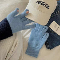 Fingerless Faux Rabbit Fur Touchscreen Gloves for Winter Cycling and Phone Use