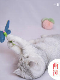 Amy&Carol Retractable Cat Wand Toy with Suction Cup Base and Feather/Insect Attachments