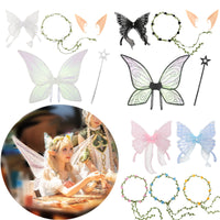 Fantasy Elf Fairy Costume Set with Wings, Headband, Ears, and Wand for Parties