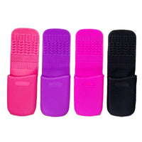 Silicone Makeup Brush Cleaning Mat with Suction Cups and Storage Rack, Water Filtering Design