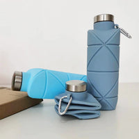 Collapsible Silicone Water Bottle with Carabiner for Travel and Sports