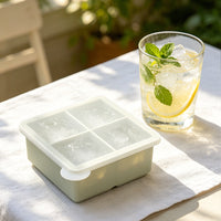 8-Grid Silicone Ice Cube Tray Large Whiskey Ice Mold Home Ice Maker Food Grade Square Complementary Food Box with Lid