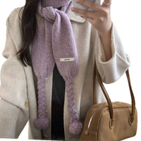 Korean Style Candy Color Soft Knitted Scarf for Women, Warm Winter Neck Warmer