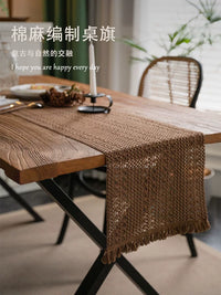 Boho Tassel Cotton Linen Table Runner for Dining Table Coffee Table Dresser Shoe Cabinet Decor