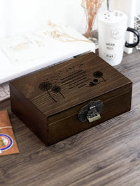 Solid Wood Vintage Storage Box with Lock