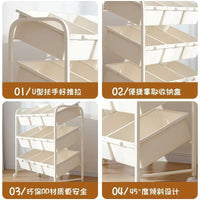 Kids' Toy Storage Organizer with Bookshelf and Rolling Cart, Multi-layer Floor-standing Storage Rack for Playroom and Bedroom