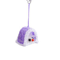 Plush Mink Fur Mouse Keychain with Woven Basket Ornament