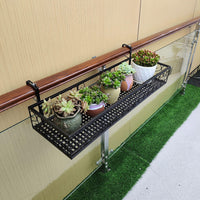 Balcony Railing Hanging Planter Rack - Double-Layer Iron Art Shelf for Indoor Plants & Succulents