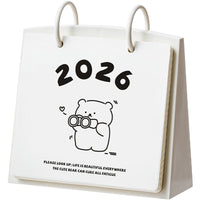 2025-2026 Cute Cartoon Animal Desk Calendar with Notepad Function