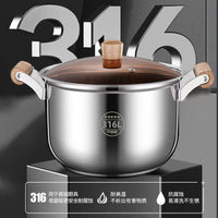 316 Stainless Steel Stockpot with Lid, Food Grade, Induction Cooktop Compatible, for Home Kitchen