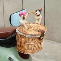 Cartoon Multifunctional Electric Bicycle Front Basket Storage with Lid