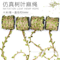 Green Leaf Jute Rope Woven Vine for DIY Crafts & Decorations
