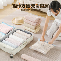 Portable No-Pump Vacuum Compression Storage Bags for Travel and Home Clothes Organization