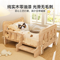 Elevated Wooden Pet Bed for Cats and Small Dogs, All Seasons