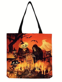 Halloween Cat Pumpkin Ghost Large Capacity Tote Bag for Men and Women