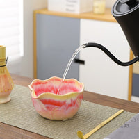 Japanese Style Matcha Bowl Set with Spout and Cherry Blossom Design