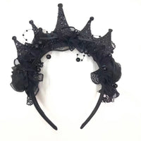 Black Rose Lace Crown Headband for Halloween & Christmas