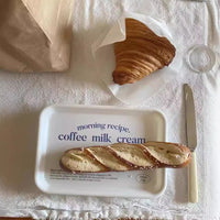 INS Style Melamine Serving Tray with Blue English Lettering for Coffee Bread Breakfast Dessert Fruit