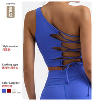 Women's Asymmetrical One-Shoulder Yoga Sports Bra with Built-in Pads