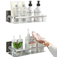 Aluminum Bathroom Corner/Rectangle Shelf with Suction Cups, No-Drill Wall Mount Storage Organizer