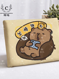 Capybara Student Seat Cushion for Classroom Chair Dorm Stool, Thickened Sponge Core Non-Slip Pad
