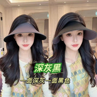 Reversible Dual-Color Sun Visor Hat with Enlarged Brim for Outdoor Sports