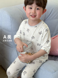 Boys' Modal Ice Silk Pajama Set Short Sleeve for Summer