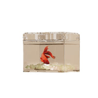 Mini Stackable Betta Fish Tank with Landscape Decor, Thickened Clear Acrylic Aquarium for Home Office
