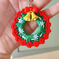 Handmade Crochet Christmas Keychain Pendant / Wreath Ornament, Festive Gift